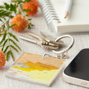 Politische Karte Kirgisistans und Zentralasiens Schlüsselanhänger