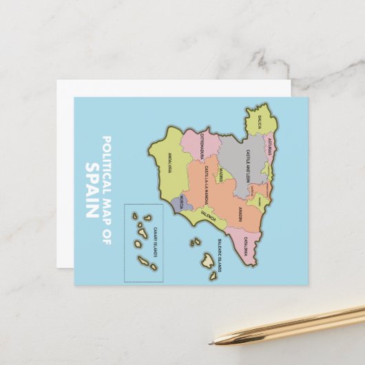 Politische Karte Spaniens. (Vorderseite/Rückseite Beispiel)