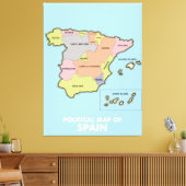Politische Karte Spaniens. Leinwanddruck (Insitu (Wohnzimmer))