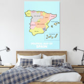 Politische Karte Spaniens. Leinwanddruck (Insitu (Schlafzimmer))
