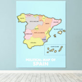 Politische Karte Spaniens. Leinwanddruck (Insitu (Holzboden))