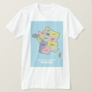 Politische Karte von Frankreich T-Shirt
