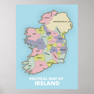 Politische Karte von Irland. Poster