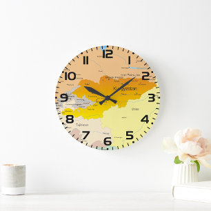 Politische Karte von Kirgisistan und Zentralasien Große Wanduhr