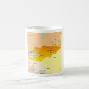 Politische Karte von Kirgisistan und Zentralasien Kaffeetasse