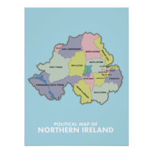 Politische Karte von Nordirland. Poster