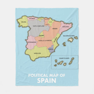 Politische Karte von Spanien. Magnet Fleecedecke