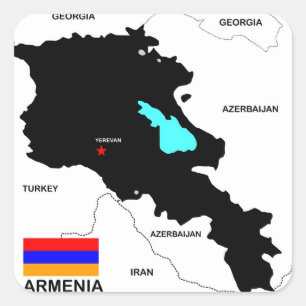 politische Kartenflagge Armenien-Landes Quadratischer Aufkleber