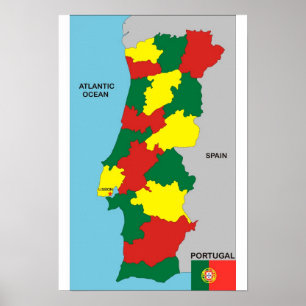 politische Kartenflagge Portugal-Landes Poster