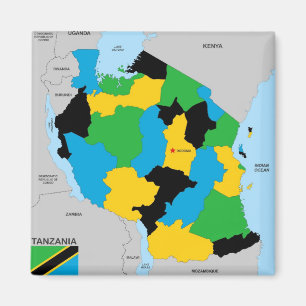 Politische Kartenflagge Tansania-Landes Magnet