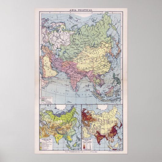 Politische Landkarte | Asien Poster (Vorne)