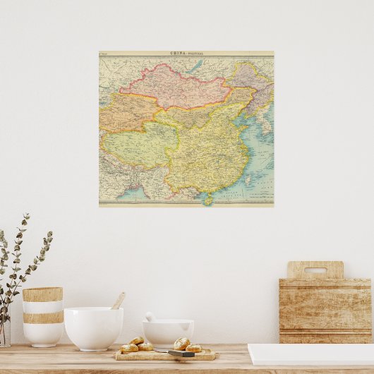 Politische Landkarte der China Poster (Küche)