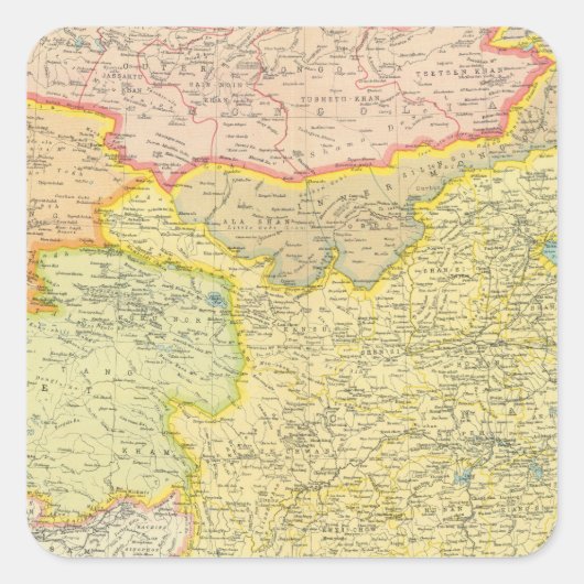 Politische Landkarte der China Quadratischer Aufkleber (Vorderseite)