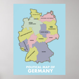 Politische Landkarte Deutschlands Poster