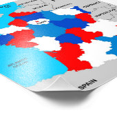 politische Landkarte Fotodruck (Ecke)