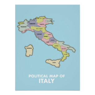 Politische Landkarte Italiens Poster