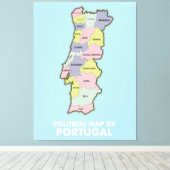 Politische Landkarte Portugals Leinwanddruck (Insitu (Holzboden))