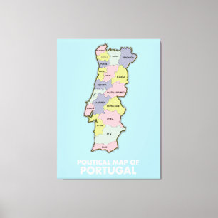 Politische Landkarte Portugals Leinwanddruck