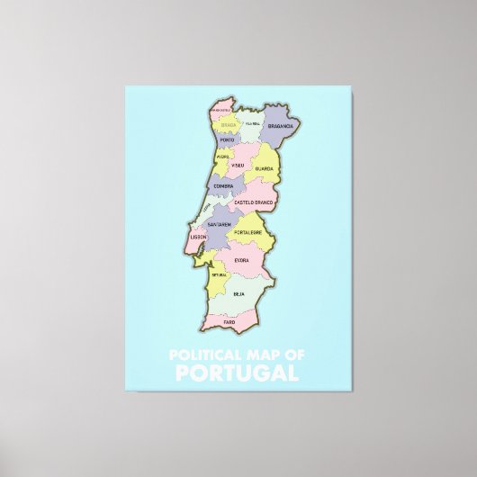 Politische Landkarte Portugals Leinwanddruck (Vorderseite)