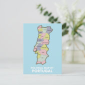 Politische Landkarte Portugals Postkarte (Stehend Vorderseite)
