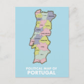 Politische Landkarte Portugals Postkarte (Vorderseite)