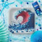 Politische Rote Welle zerstört eine blaue Mauer Pappteller (Party)