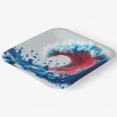 Politische Rote Welle zerstört eine blaue Mauer Pappteller (Gewinkelt)