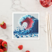 Politische Rote Welle zerstört eine blaue Mauer Serviette (Beispiel)