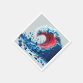 Politische Rote Welle zerstört eine blaue Mauer Serviette (Ecke)