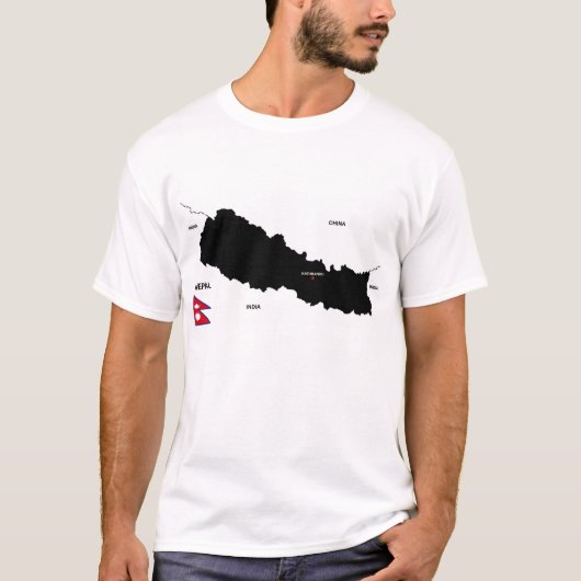 Politische schwarze Landkarte T-Shirt (Vorderseite)