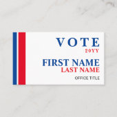 Politische Wahlkampagne Rot und Blau Streifen Visitenkarte (Vorderseite)
