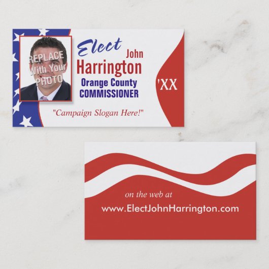 Politische Wahlkampffinanzierung (Wahl) Visitenkarte (Vorne/Hinten)