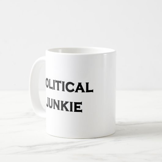politischer Junkie Kaffeetasse (Vorderseite Links)