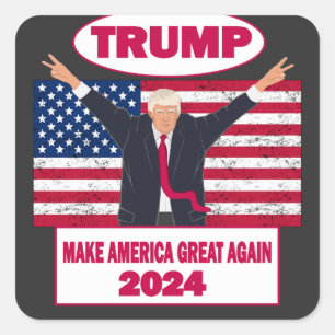 Politischer Trump 2024: Wahl zur amerikanischen Fl Quadratischer Aufkleber