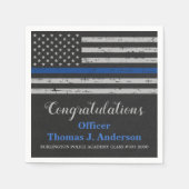 Polizei-Abschlussfeier Thin Blue Line Flagge Servi Serviette (Vorderseite)