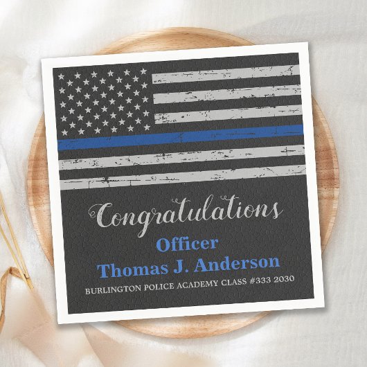 Polizei-Abschlussfeier Thin Blue Line Flagge Servi Serviette