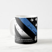 Polizei-Abteilung Thin Blue Line Logo Kaffeetasse (Vorderseite Links)