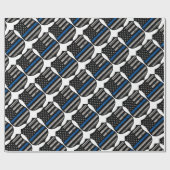 Polizei-Abzeichen-blaue Linie Geschenkpapier (Flach)