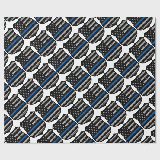 Polizei-Abzeichen-blaue Linie Geschenkpapier (Flach)