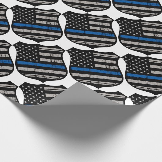 Polizei-Abzeichen-blaue Linie Geschenkpapier (Ecke)
