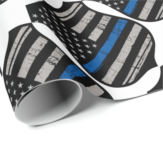 Polizei-Abzeichen-blaue Linie Geschenkpapier (Rolleneckpunkt)