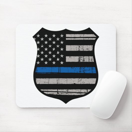 Polizei-Abzeichen-blaue Linie Mousepad (Mit Mouse)