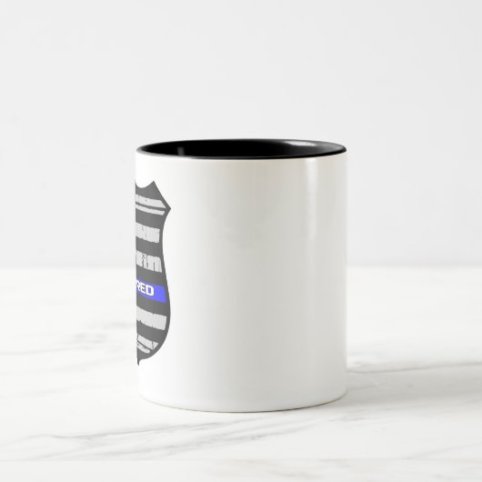 Polizei-Abzeichen-blaue Linie zurückgezogen Zweifarbige Tasse (Mittel)