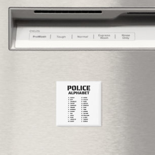 Polizei Alphabet Diagramm Buchstabiertafel Magnet