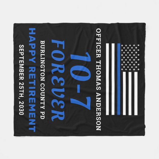 Polizei-Altersvorsorge-Geschenk 10-7 blaue Flagge Fleecedecke (Vorderseite (Horizontal))