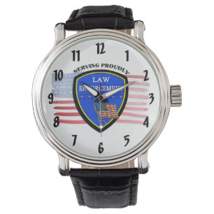 Polizei - amerikanische Flagge Armbanduhr
