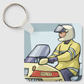 Polizei auf einem Motorrad-Schlüsselanhänger Schlüsselanhänger (Vorderseite)