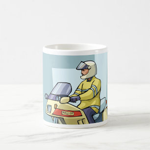Polizei auf einer Motorrad-Tasse Kaffeetasse