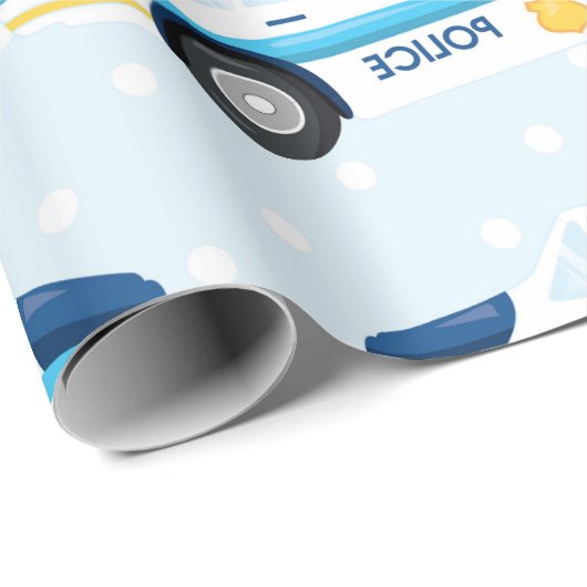 Polizei-Automuster lustige Party Packpapier (Rolleneckpunkt)