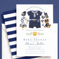 Polizei-Baby-Shower-Einladung Blaue Streifen